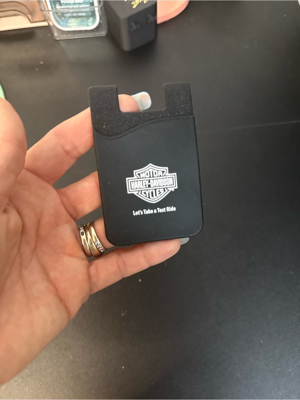 Harley-Davidson Black Silicone Phone Card Holder with White Logo